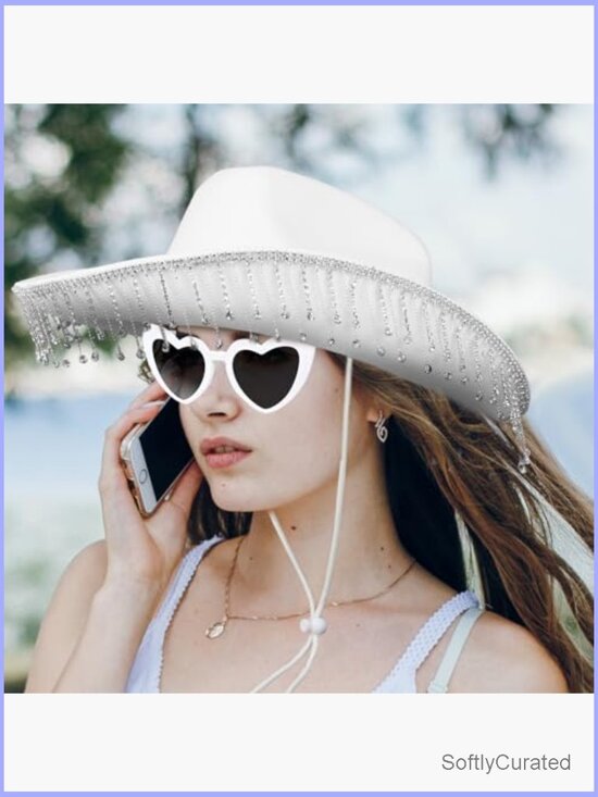 Rhinestone Cowgirl Hat with Fringe and Sunglasses main image 7